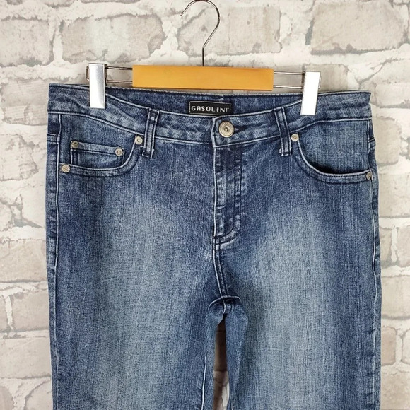 Vintage Gasoline Jeans Olympia Mid  Rise Straight Leg Size 14 Embroidered - Picture 5 of 14